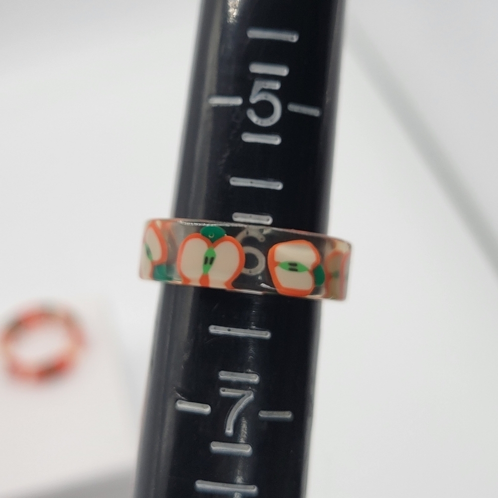 Colorful Fruit Resin Rings Set Size 6 Acrylic Summer Citrus Fruit Teen Playful - Picture 2 of 3